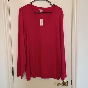 Talbots Hot Pink sweater NWT with button detail